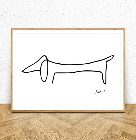 570x590 Picasso Dog Art Print Sausage Dog Picasso Dog Print Line Etsy - Sausage Dog Sketch