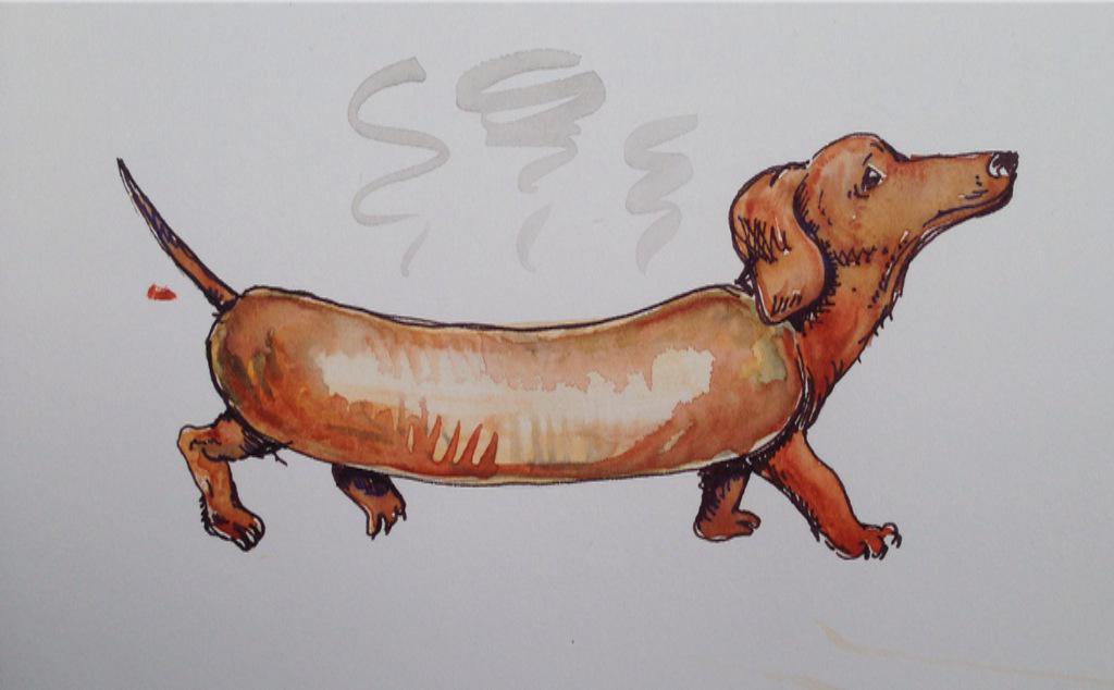 1024x634 Anna Dowsland On Twitter Sitting - Sausage Dog Sketch