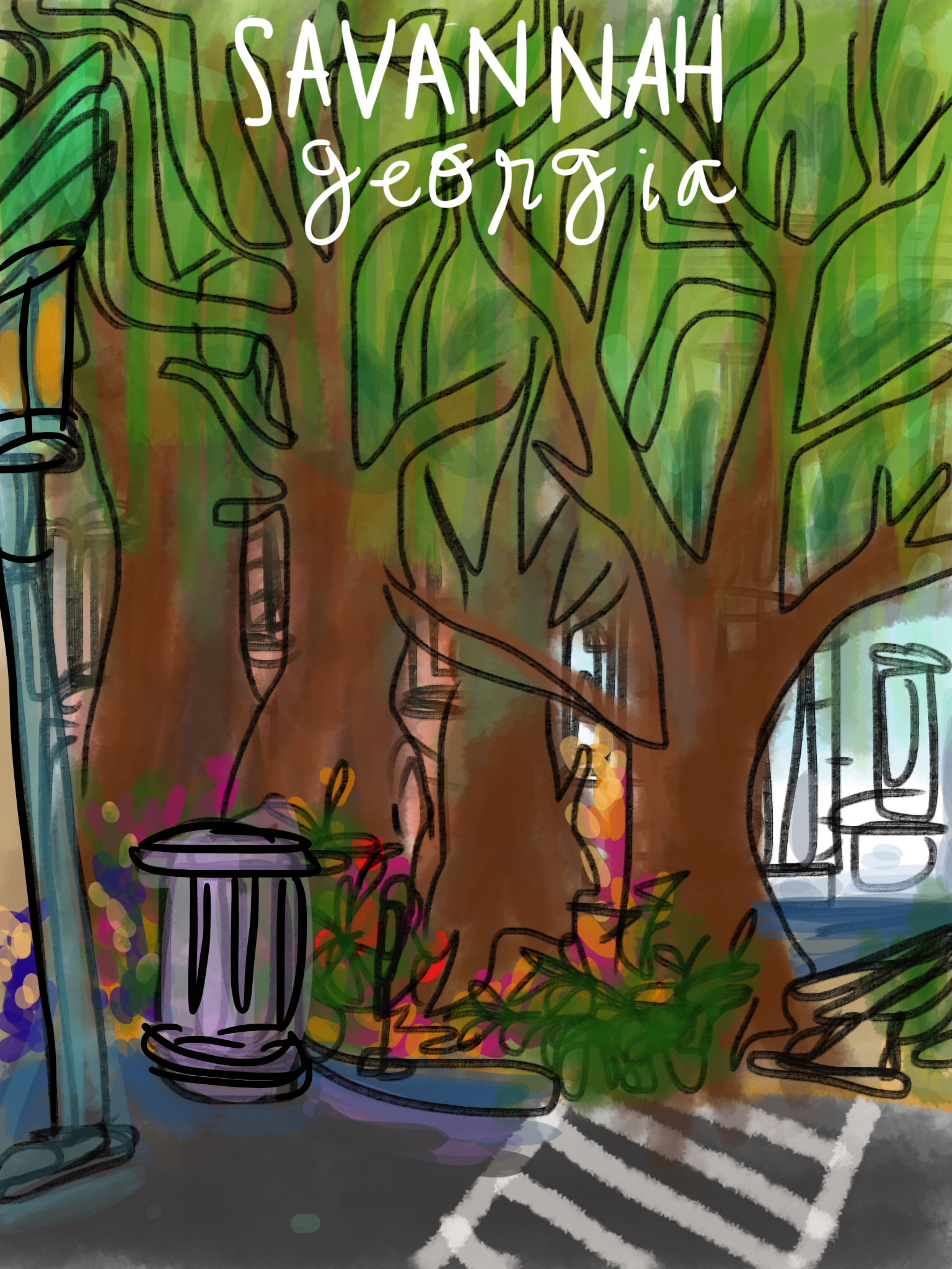 1536x2048 Savannah Georgia Sketch - Savannah Sketch