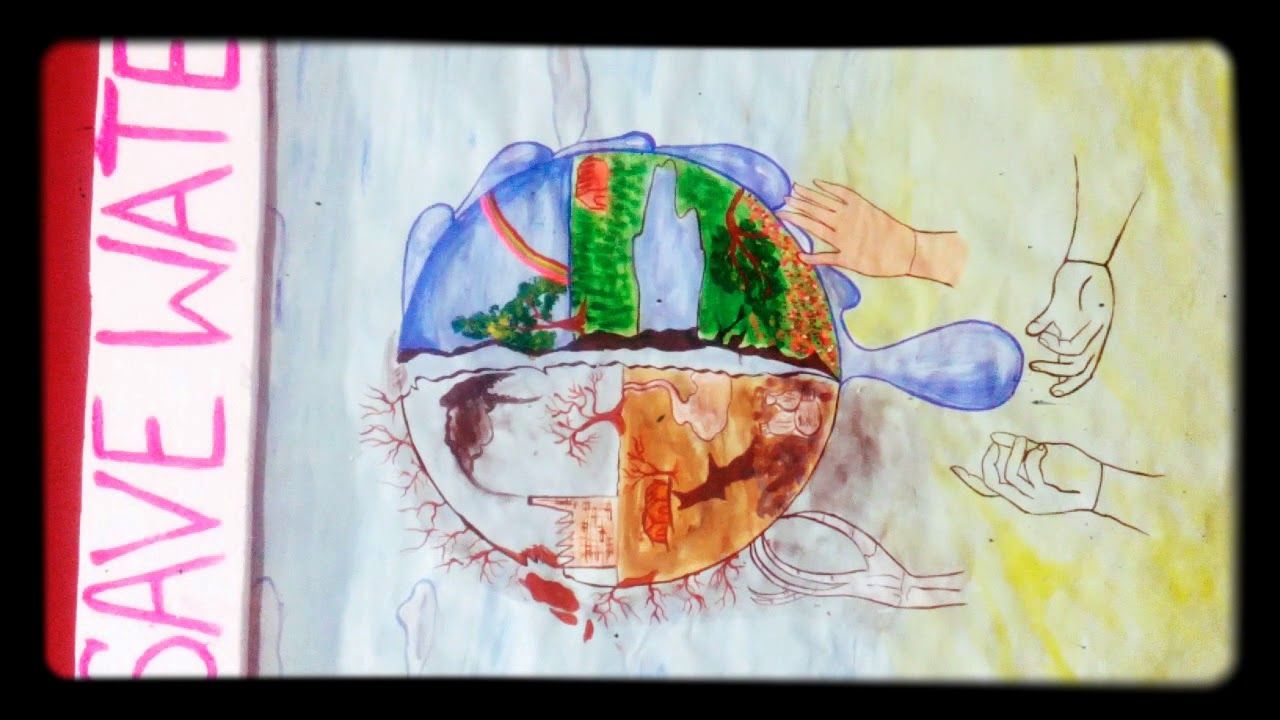 1280x720 How To Draw Save Water Save Earth Drawing For Kids Step By Step - Save Sketch