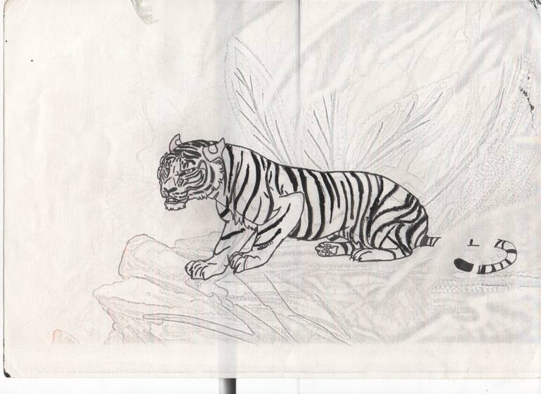770x560 Save Tiger Drawing By Harshit Carpentet Saatchi Art - Save Sketch