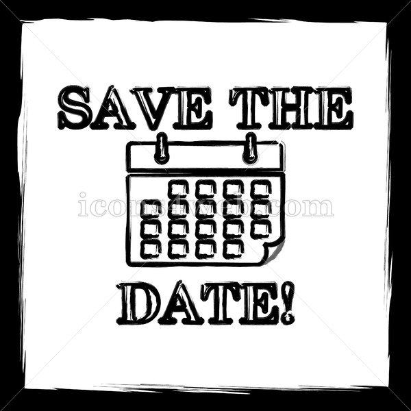 600x600 Save The Date Sketch Icon. - Save Sketch