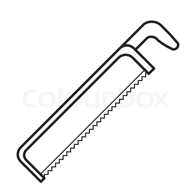 800x800 Image Of Hack Saw Outline Vector Isolated On White Stock Vector - Saw Sketch