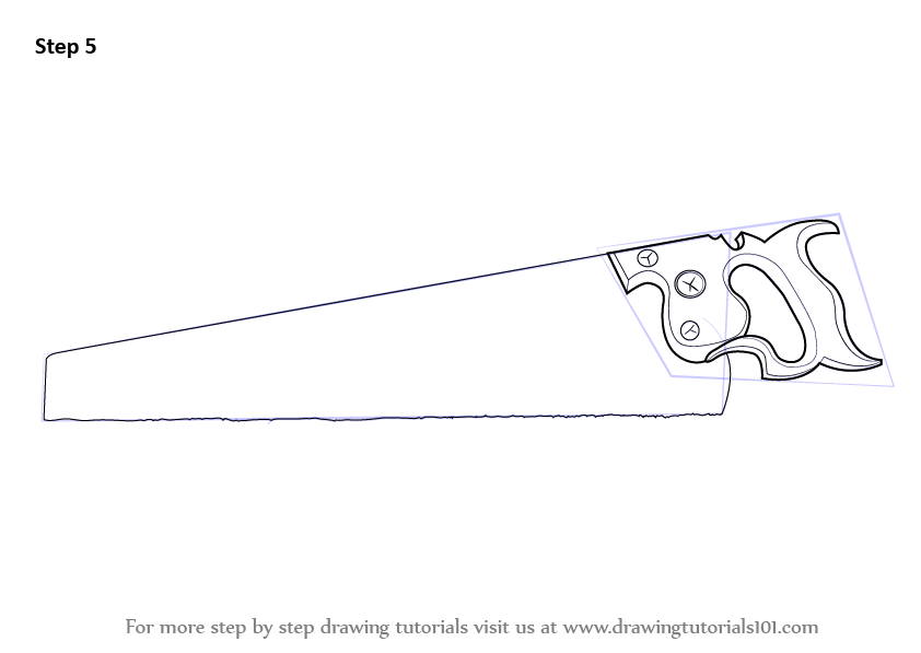 842x597 Learn How To Draw Hand Saw (Tools) Step By Step Drawing Tutorials - Saw Sketch