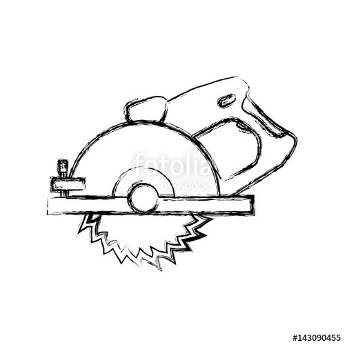500x500 Circular Saw Carpentry Tool Vector Icon Illustration Graphic - Saw Sketch