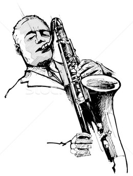 260x344 Download Saxophonist Clipart Saxophone Sketch - Saxophone Sketch