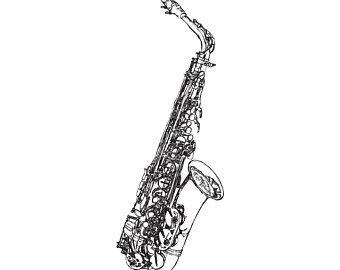 340x270 Drawing Of Saxophone Etsy - Saxophone Sketch