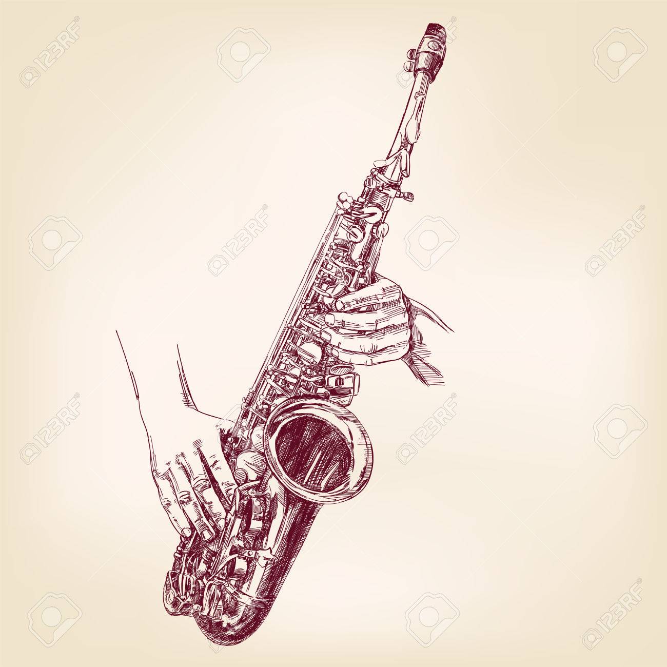 1300x1300 Drawn Saxophone Sketch - Saxophone Sketch