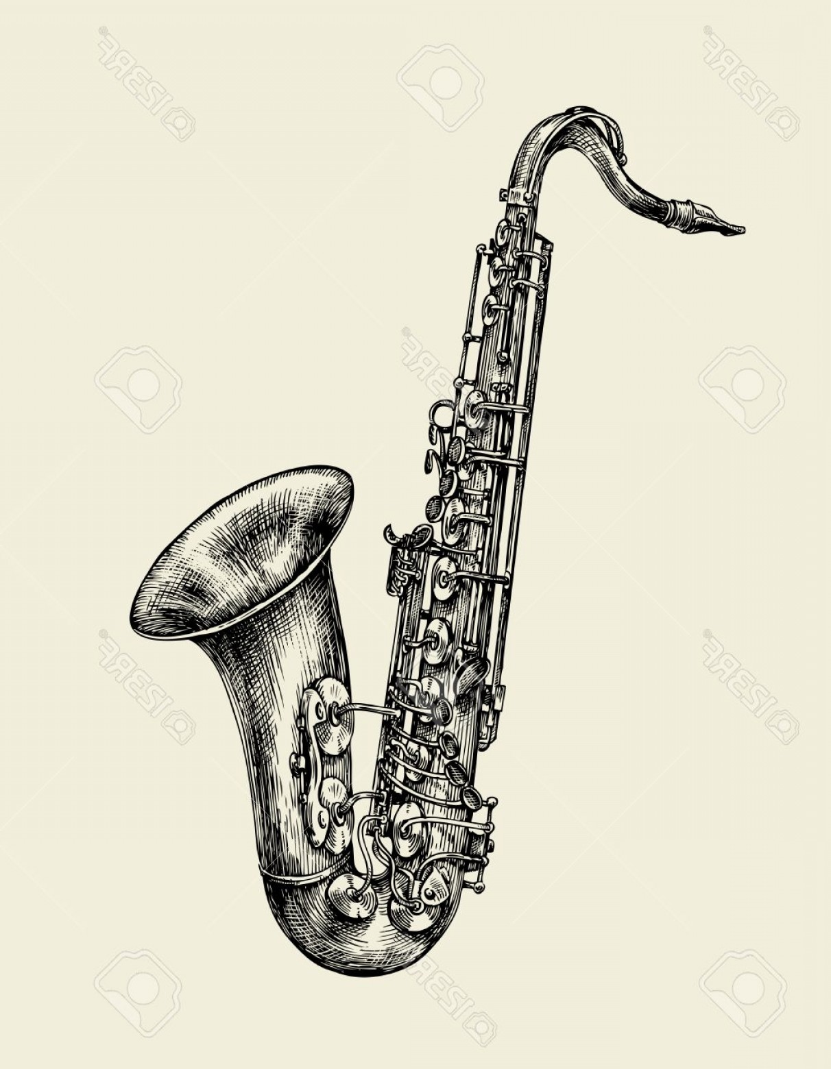 1212x1560 Photostock Vector Jazz Music Hand Drawn Sketch Saxophone Musical - Saxophone Sketch