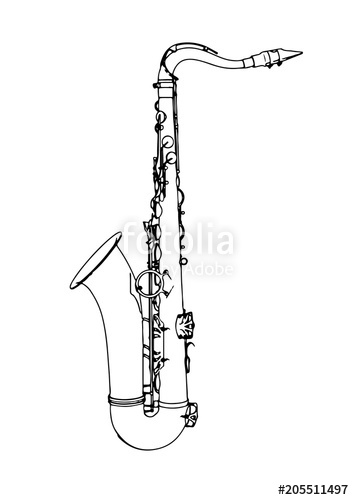 354x500 Sketch Of A Saxophone Vector Stock Image And Royalty Free Vector - Saxophone Sketch