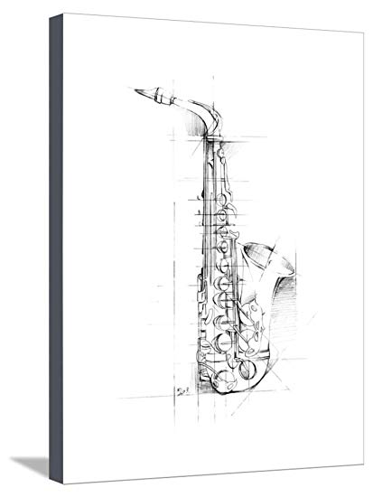 413x550 Artedge Saxophone Sketch By Ethan Harper, Stretched - Saxophone Sketch