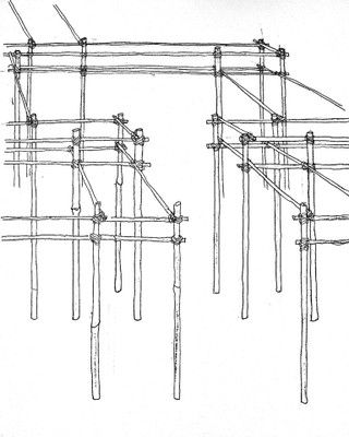 320x400 Bamboo Scaffold Sketch Wse Scaffolding, Bamboo And - Scaffolding Sketch