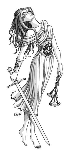 300x625 Lady Justice Oooooooooooooo I Like I Like Ink - Scales Of Justice Sketch