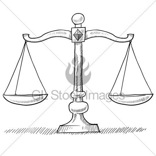 500x500 Scales Of Justice Sketch Gl Stock Images - Scales Of Justice Sketch