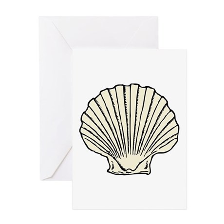 460x460 Scallop Shell Greeting Cards - Scallop Shell Sketch