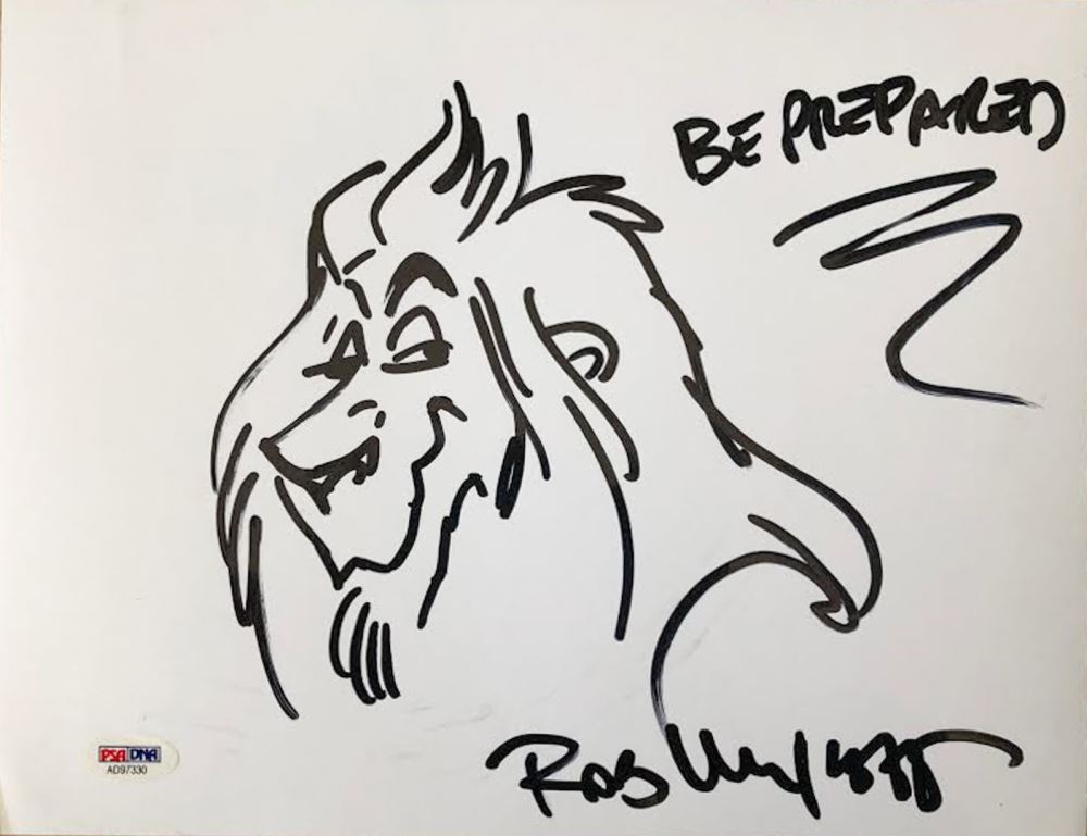 1000x769 Rob Minkoff Signed The Lion King Scar 8.5x11 Hand Drawn Sketch - Scar Lion King Sketch