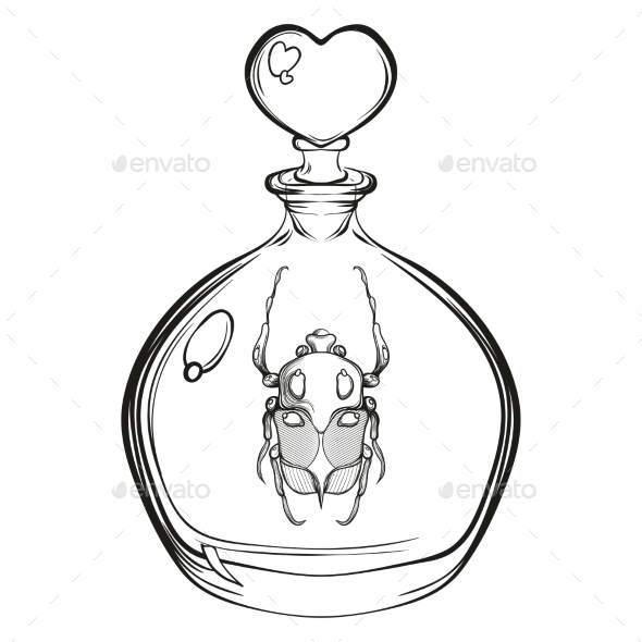 590x590 Hand Drawn Engraving Sketch Of Scarab Beetle. By I Panki - Scarab Beetle Sketch