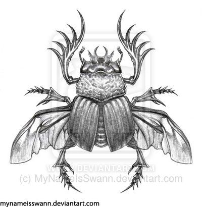 400x410 Scarab Beetle By ~mynameisswann Tattoos - Scarab Beetle Sketch