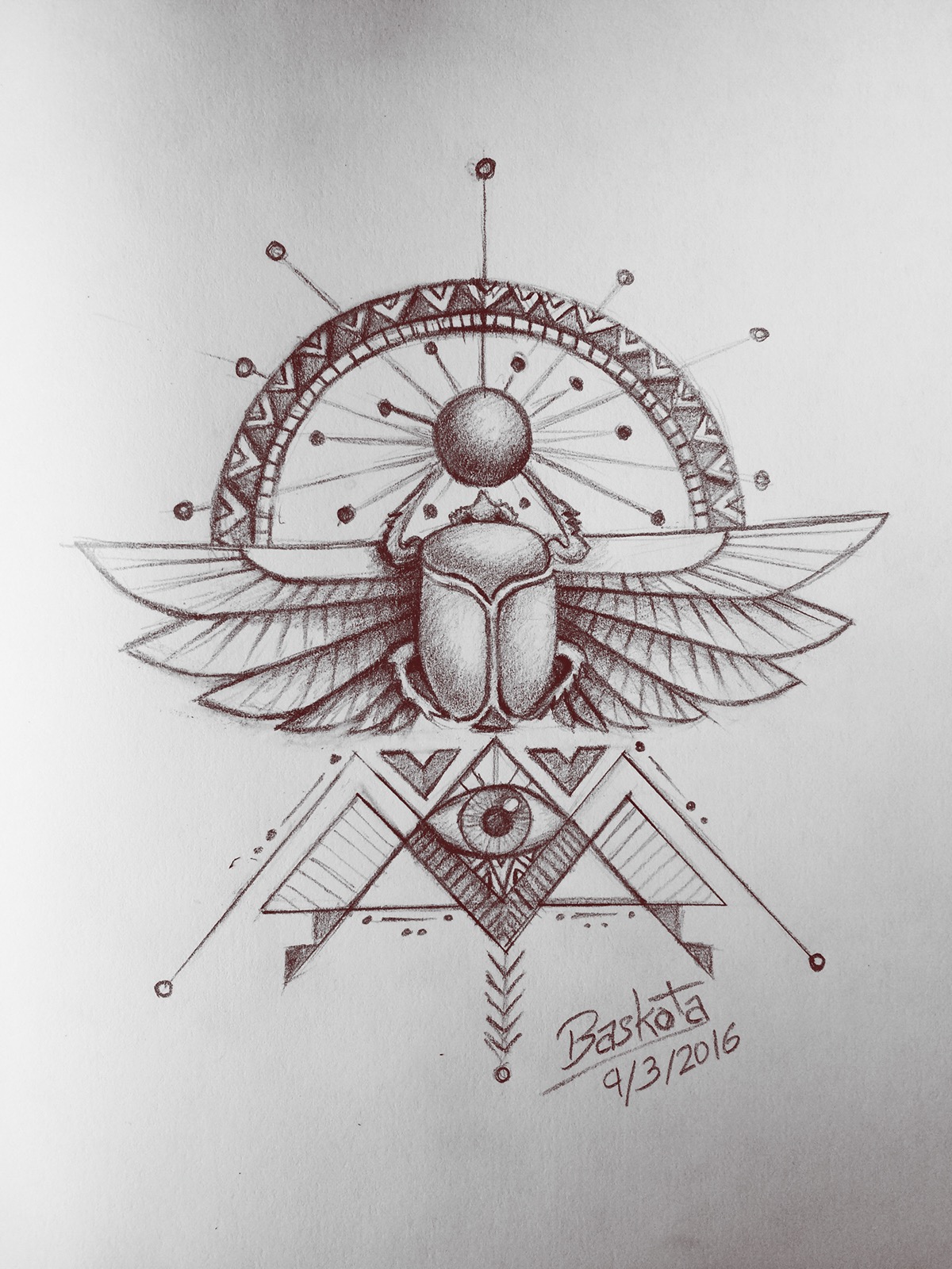 1200x1600 Geometric Scarab On Behance - Scarab Sketch