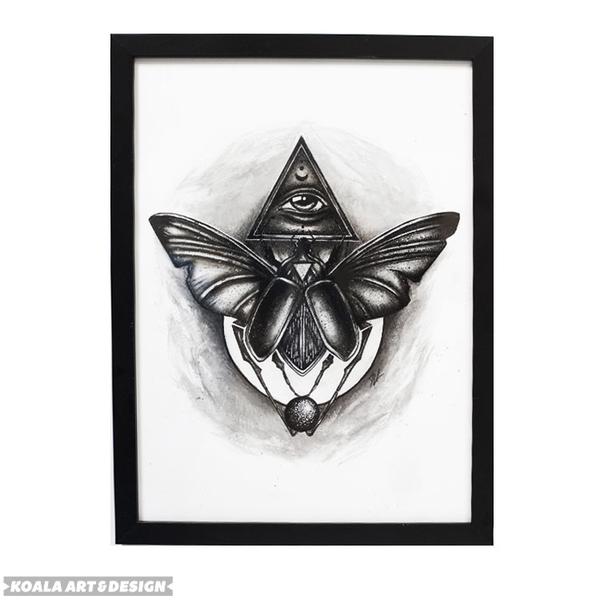 600x600 Original Scarab Drawing Framed Koala Art Amp Design - Scarab Sketch