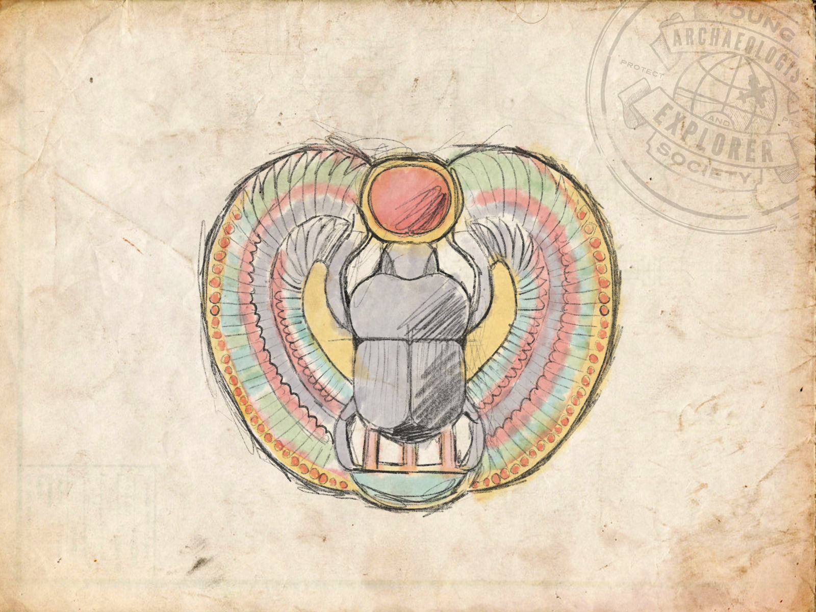 1600x1200 Young Archaeologist And Explorer Society - Scarab Sketch