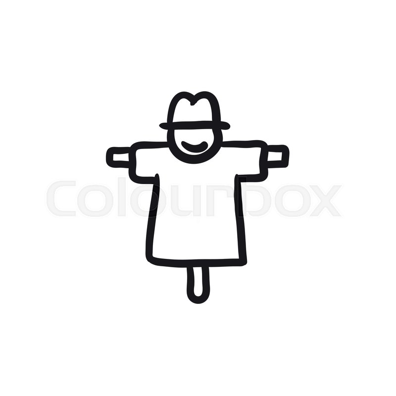 800x800 Scarecrow Vector Sketch Icon Isolated On Background. Hand Drawn - Scarecrow Sketch
