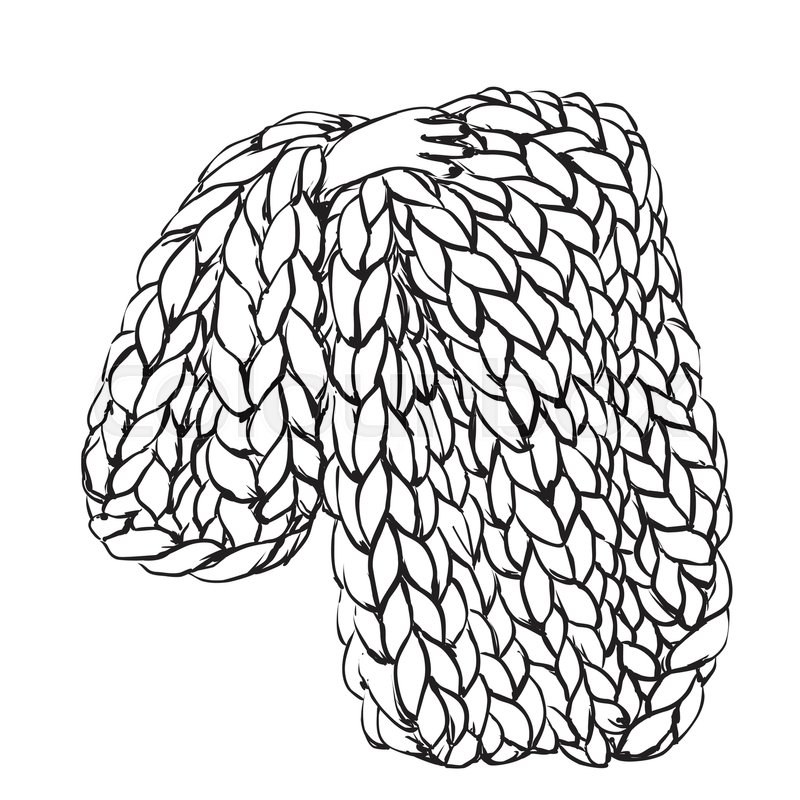 800x800 Hand Drawn Blanket Sketch. Knitted Scarf In The Hands. Stock - Scarf Sketch