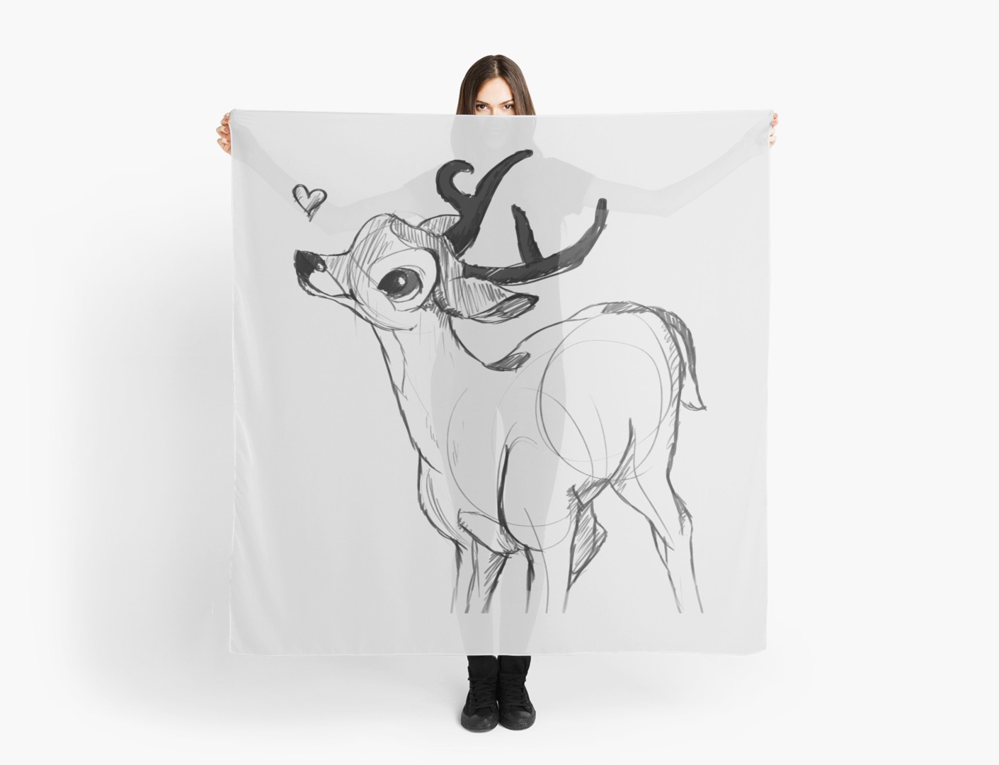 1411x1080 Bambi Sketch Scarves By Blueskywolf Redbubble - Scarf Sketch