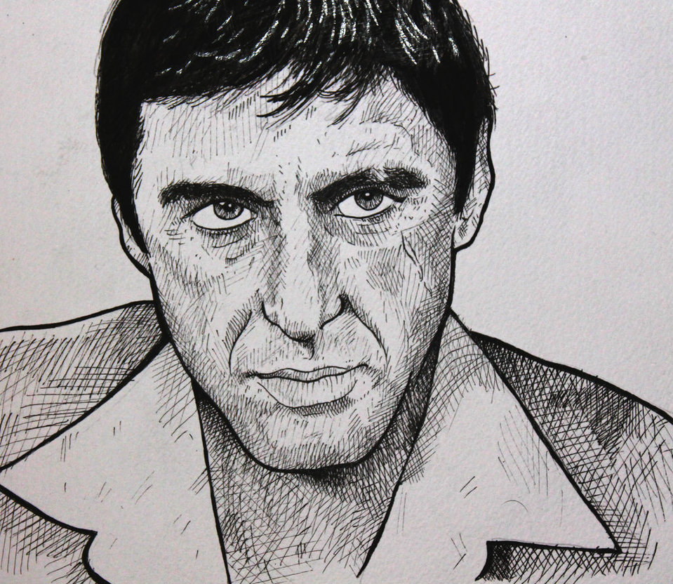 959x832 Scarface Drawing By Reverbaration - Scarface Sketch