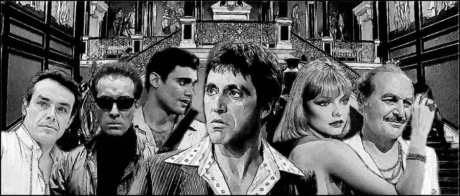 900x385 Scarface Sketch Fanart By Gtkeeper - Scarface Sketch