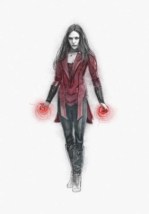 501x720 Scarlet Witch Art Print - Scarlet Witch Sketch