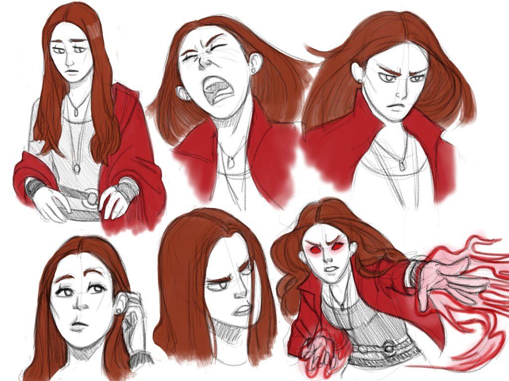 1024x768 Scarlet Witch Sketches By Pencilheadno7 Marvel Comic - Scarlet Witch Sketch