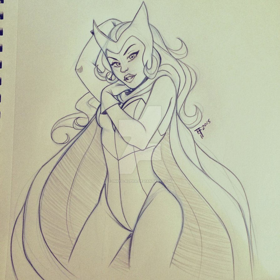 894x894 Scarlet Witch Sketch By Inked Alpha - Scarlet Witch Sketch