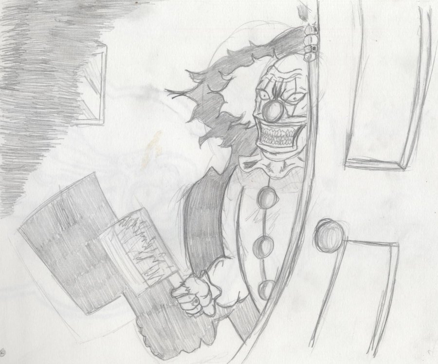 900x748 Scary Clown Sketch By Hogswatch - Scary Clown Sketch