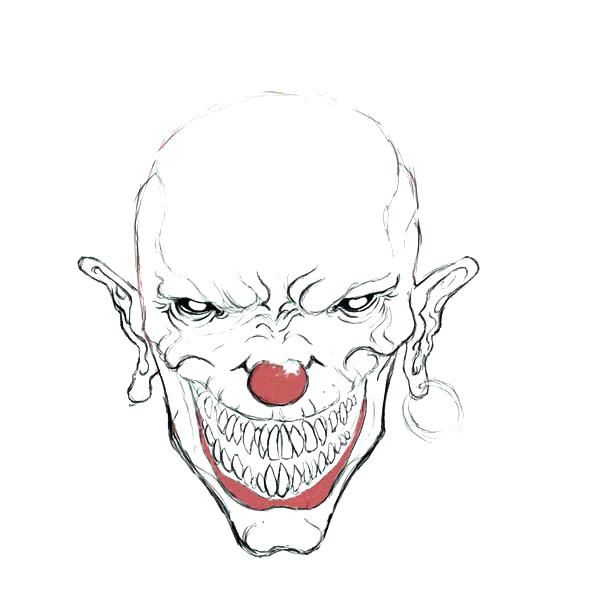 600x600 Clown Coloring Pages Clown Coloring Pages To Print Clowns And - Scary Clown Sketch