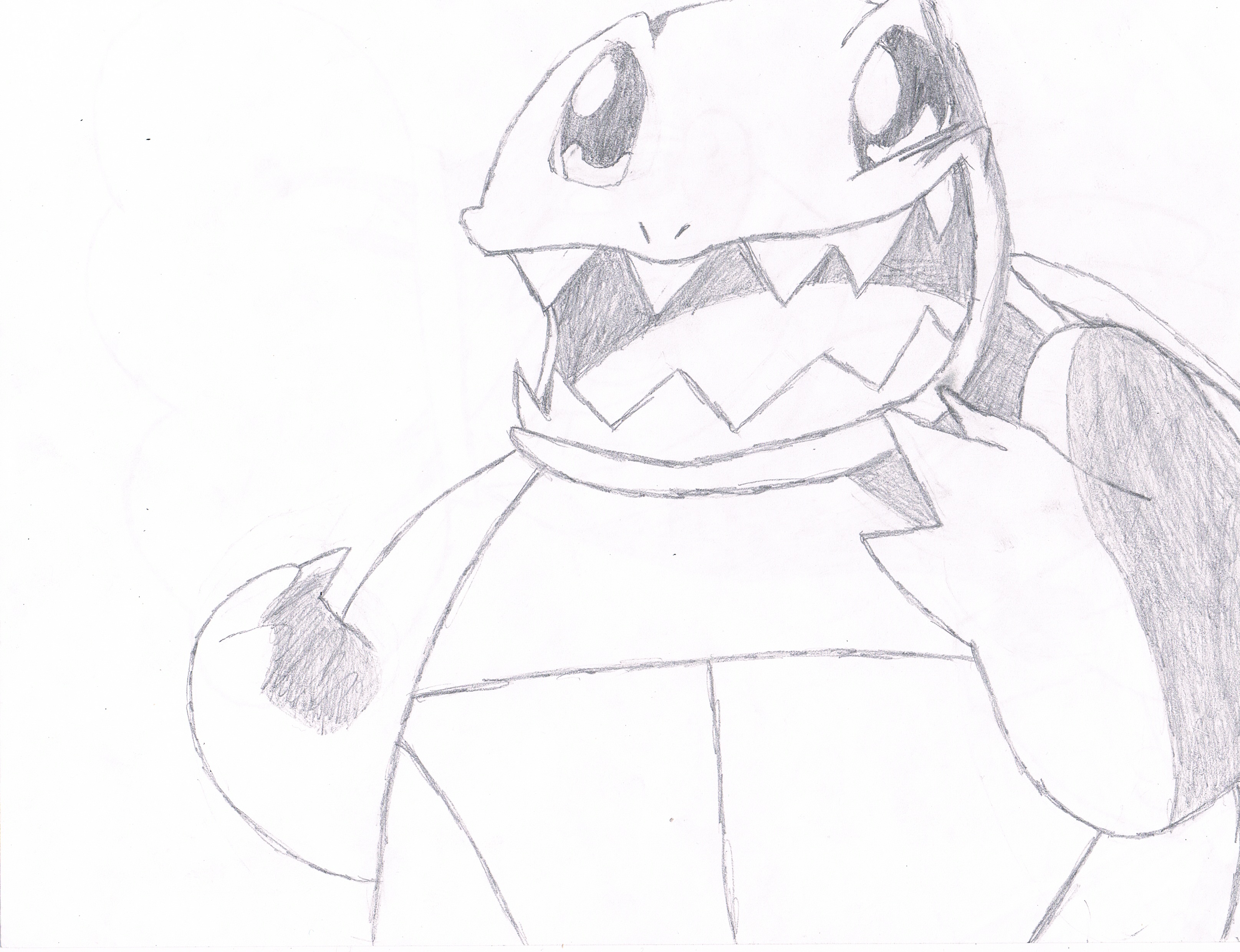 3229x2479 Pencil Sketch) Squirtle W Scary Face By Datdashdot - Scary Face Sketch