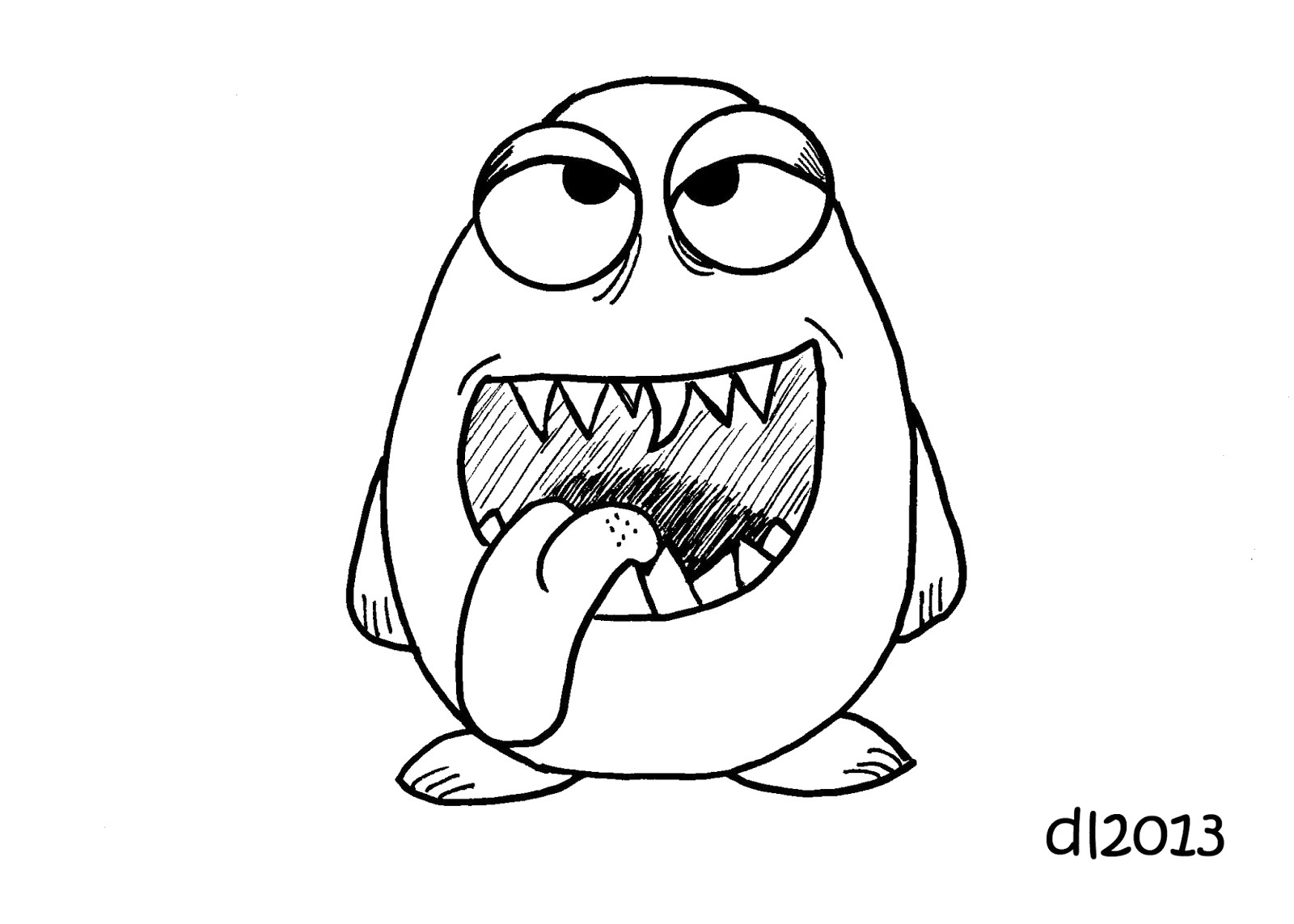 1600x1143 Scary Cartoon Sketch Monster Drawings Drawing Face - Scary Face Sketch