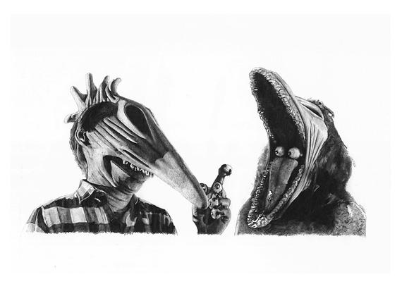 570x403 Beetlejuice Scary Faces Pencil Drawing Etsy - Scary Faces Sketch