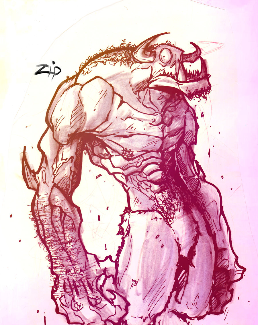 900x1135 Sketch Bomb Monster By Zipdraw - Scary Monster Sketches