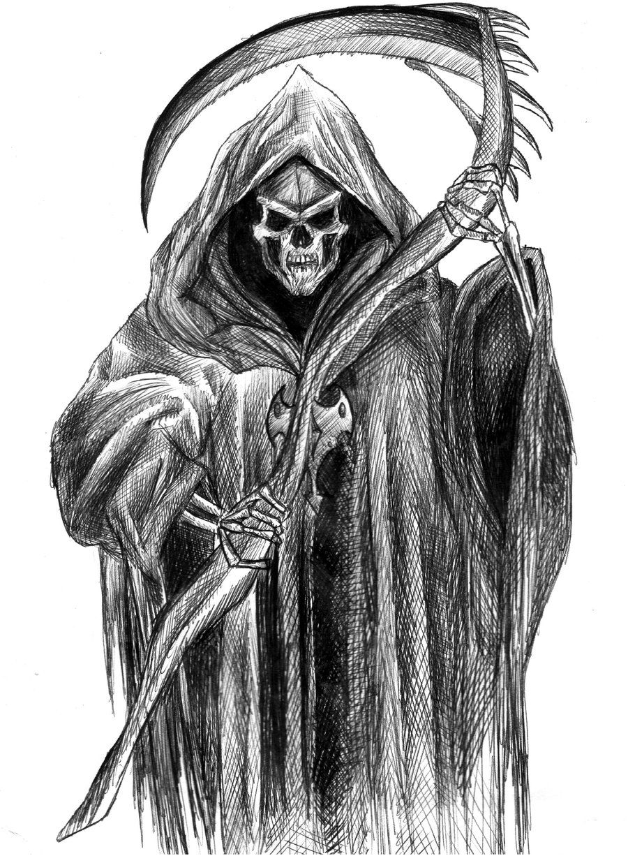 900x1226 Pictures Scary Grim Reaper Drawings, - Scary Sketches