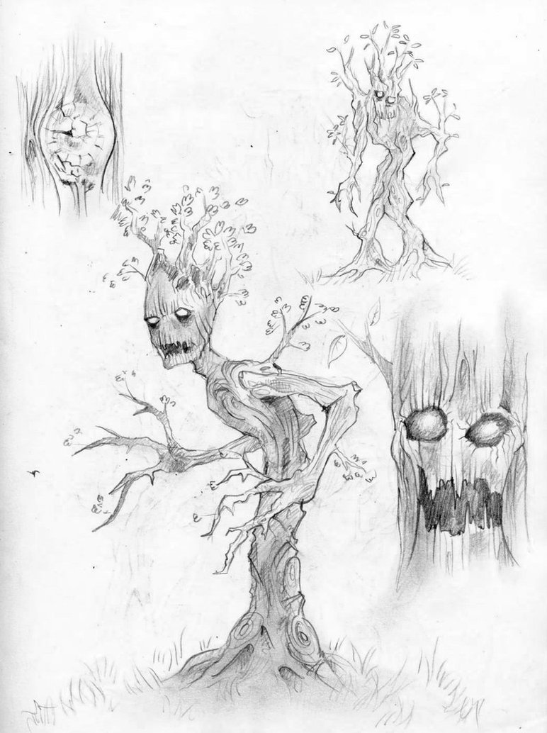 772x1034 Tree People Pencil Sketch By De Prime - Scary Tree Sketch