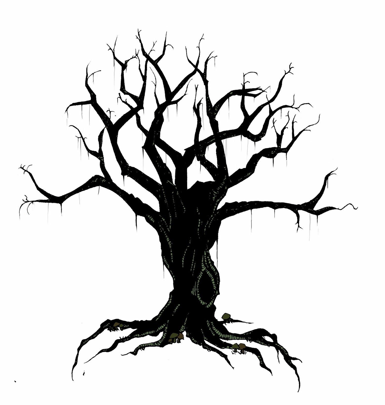 1522x1600 Creepy Bird In Tree Silhouette Creepy Tree Ravens - Scary Tree Sketch