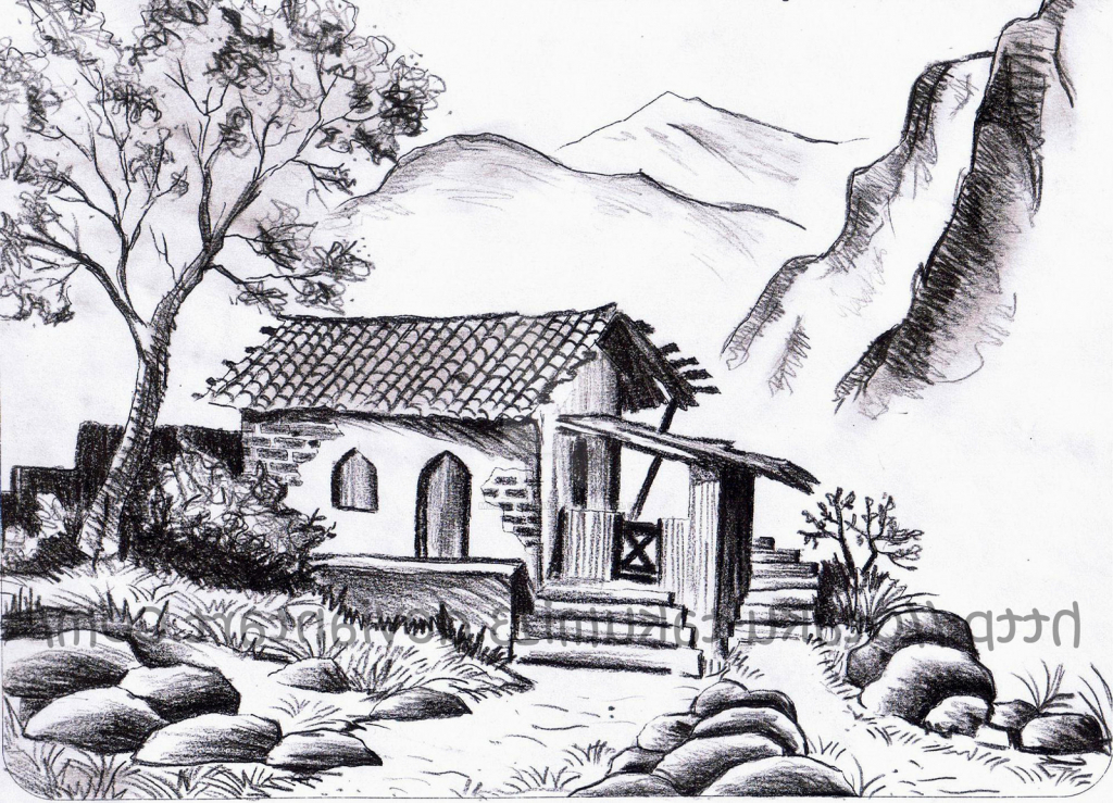 1024x739 Drawn Scenery Sketch Free Collection Download And Share Drawn - Scenery Sketch