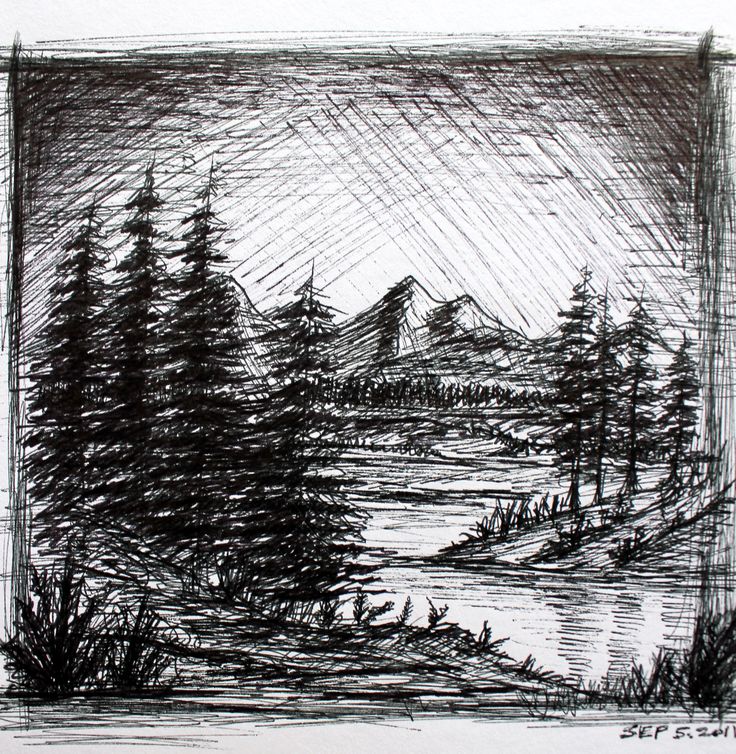 736x754 Drawn Scenic Sketch - Scenery Sketch