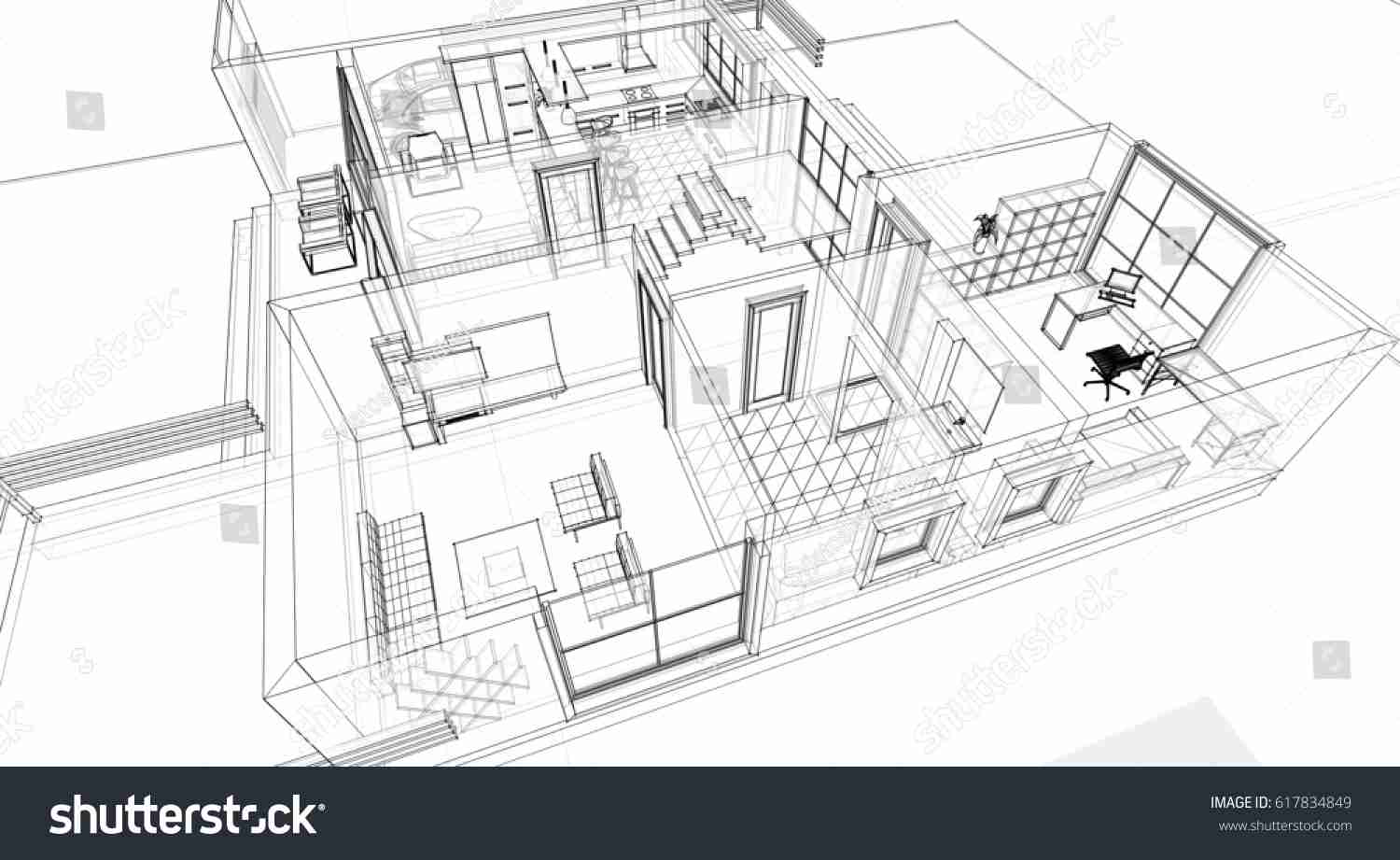 1500x921 Home Building Scheme Sketch 3d Illustration 3d Arabic - Scheme Sketch
