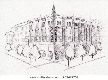 450x333 Monochrome Scheme Drawing Building Isolated Ink Sketch - Scheme Sketch
