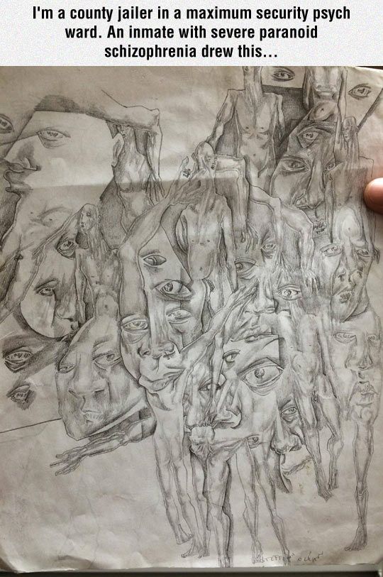 540x813 Schizophrenic Inmate Drawing Surrealists And Psychadelics - Schizophrenia Sketches