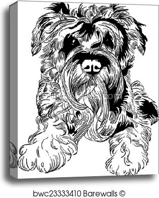 314x390 Canvas Print Of Vector Sketch Dog Schnauzer Breed Hand Drawing - Schnauzer Sketch