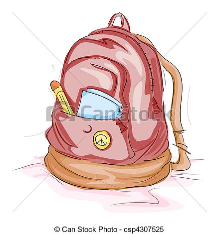 439x470 Sketch Of A School Bag. - School Bag Sketch