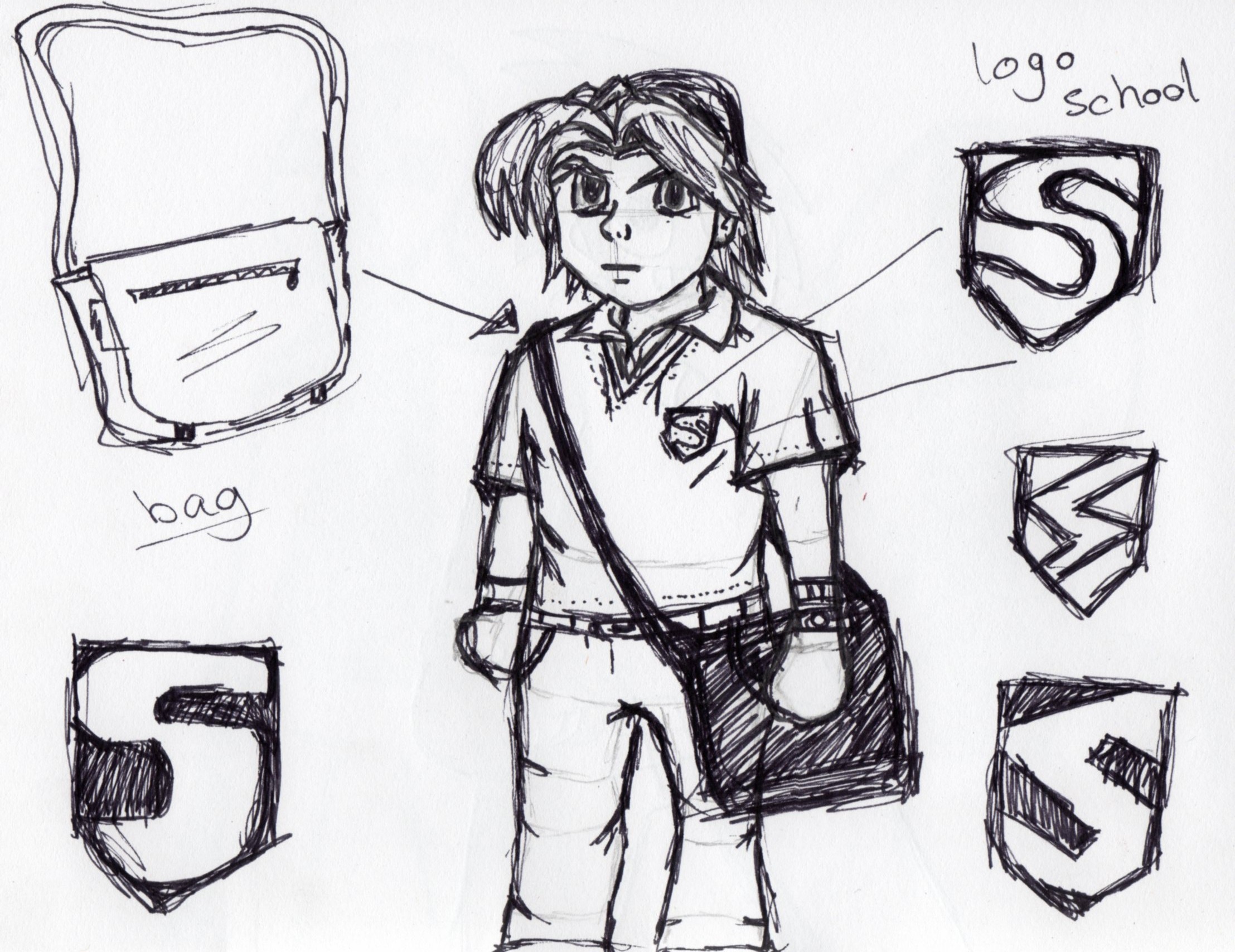 2215x1708 Hero Character As Kid Ahutton8 - School Boy Sketch